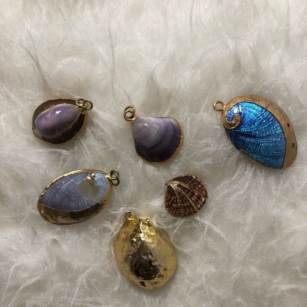 Gold Dipped Shell & Gemstone Pendants - image 2